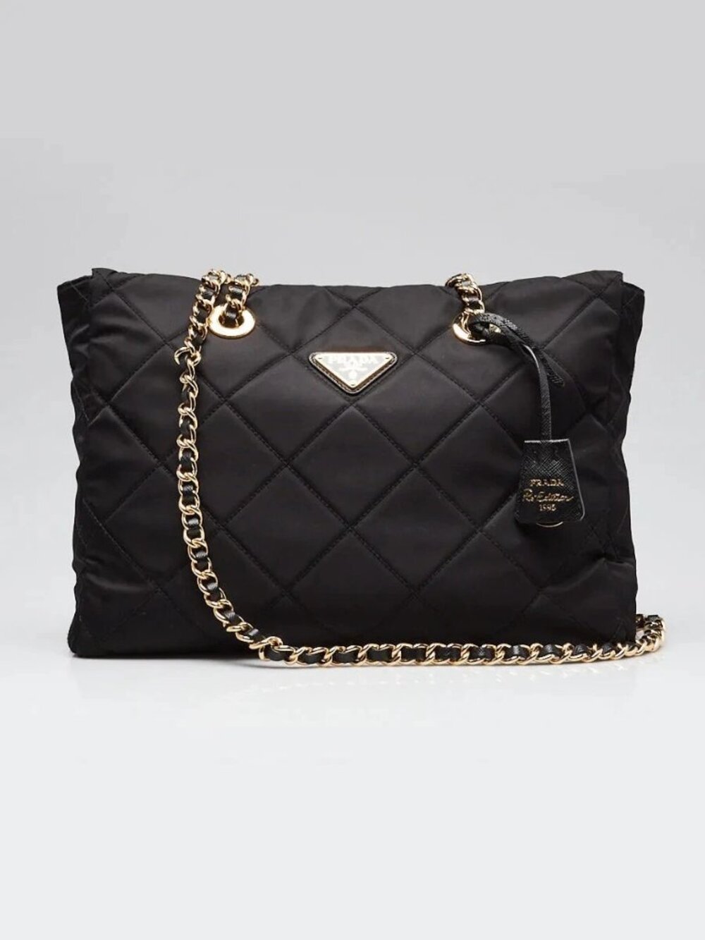 Prada Black Quilted Re-Nylon Red-Edition 1995 Chain Shoulder Bag
